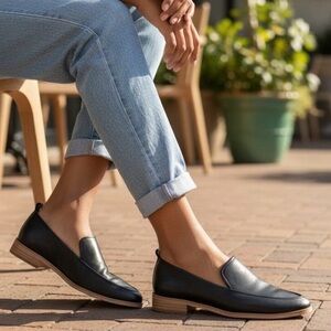 Susina Kellen black leather loafers